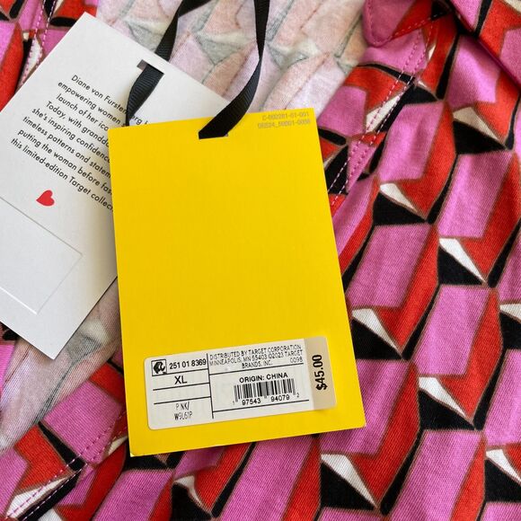 NWT Diane von Furstenberg Collared Sleeveless Pink Geo Jumpsuit Size XL Summer - Picture 11 of 16